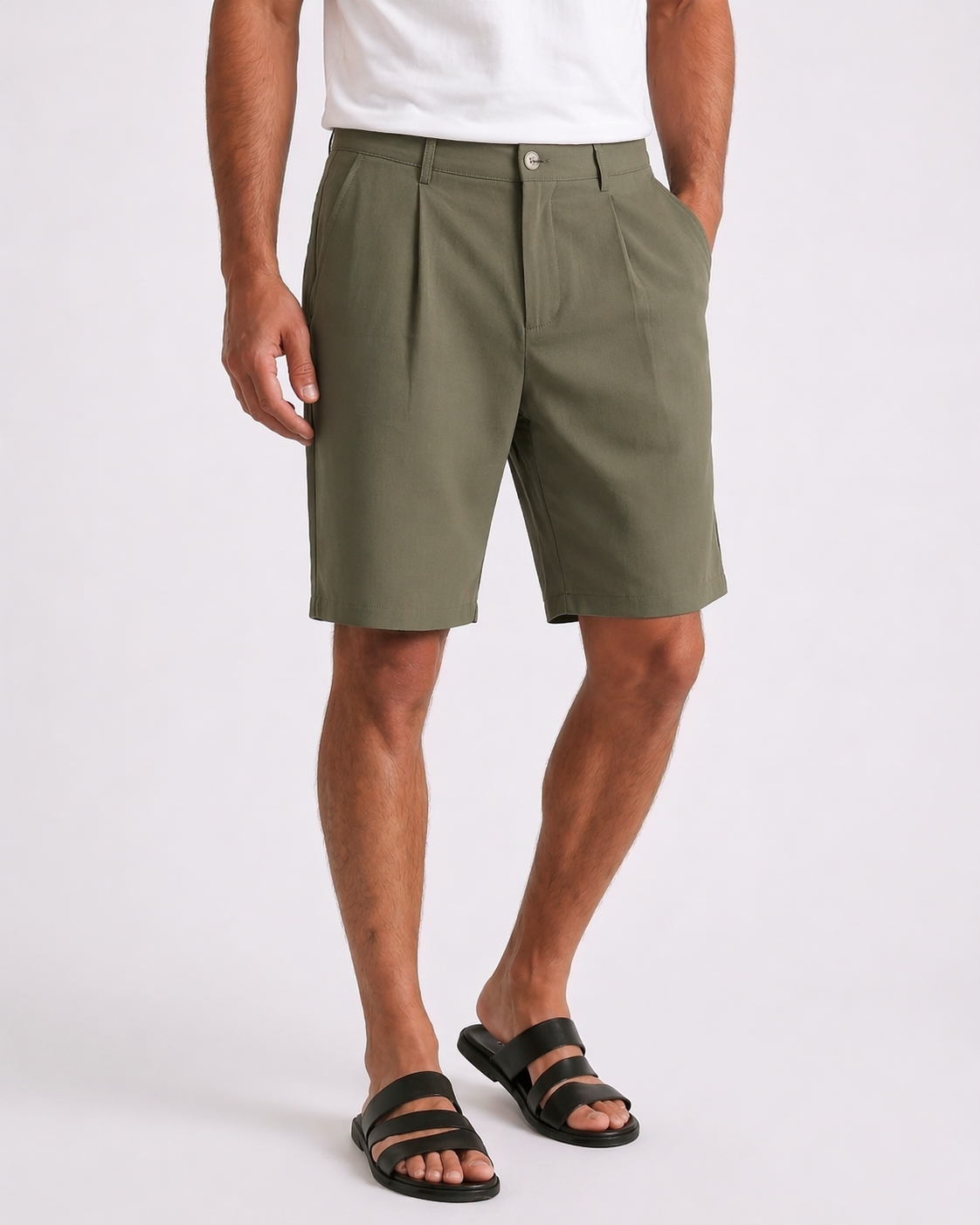 COMPORTA - PLEATED SHORTS - OLIVE