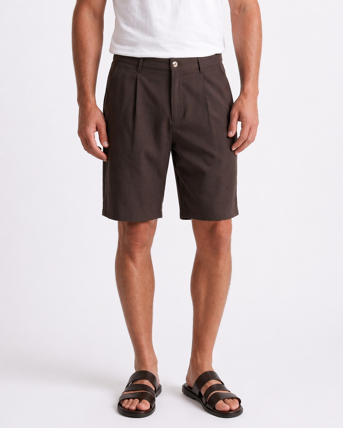 COMPORTA - PLEATED SHORTS - BROWN